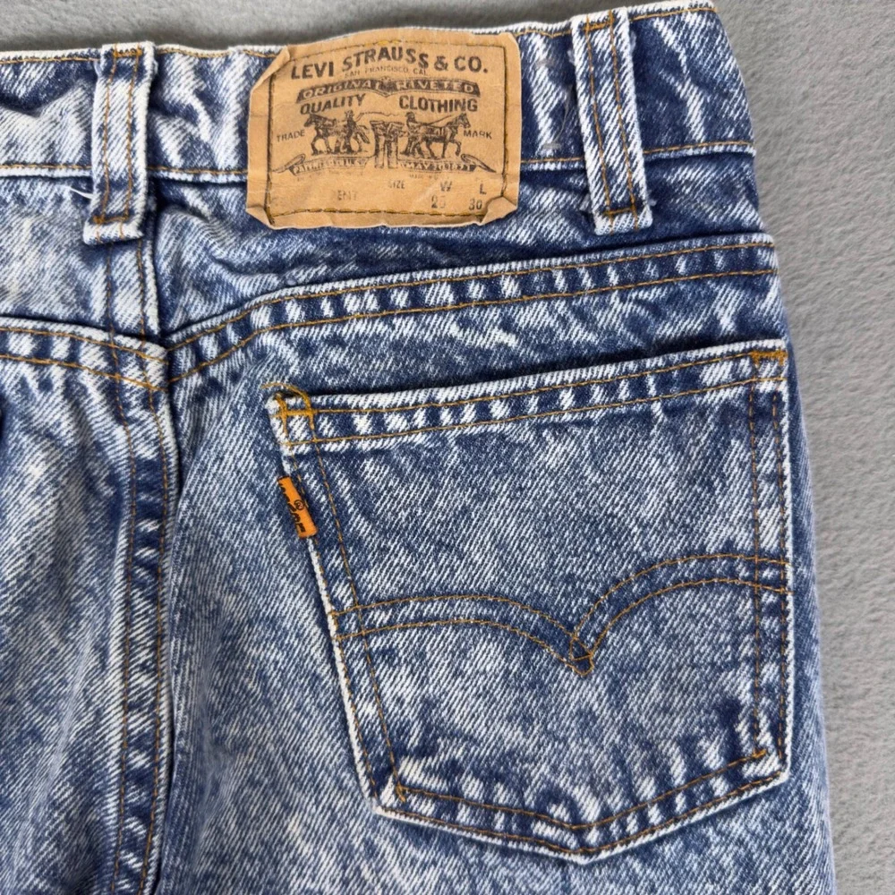 Vintage 80s Levis Student Fit Orange Tab Acid Wash‎ Jeans USA Made W26 L30